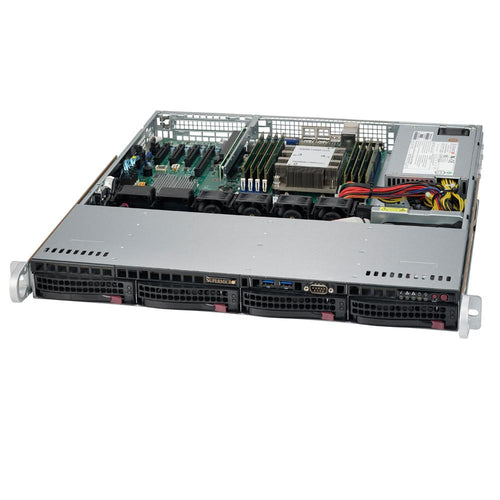 Supermicro SuperServer 5019P-MT 1U Rackmount Barebone Server with Dual 10G Ethernet, IPMI, 4 x 3.5" Drive Bays, 1 x M.2 NVMe, Single Socket P Intel Xeon Purley CPU