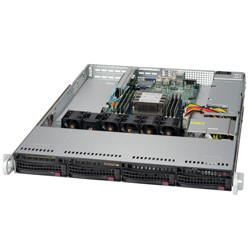 Supermicro SuperServer 5019P-WT 1U Rackmount Barebone Server with Dual 10G Ethernet, IPMI, 4 x 3.5" Drive Bays, 1 x M.2 NVMe, Single Socket P Intel Xeon Purley CPU