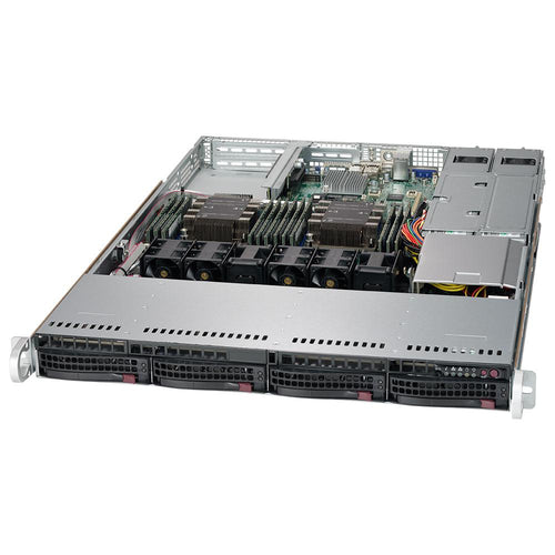 Supermicro SuperServer 6019P-WTR Dual Intel Xeon CPU, 1U Rackmount, 4x 3.5" Hot-swap bays, 2x PCI-E x16, Redundant PSU
